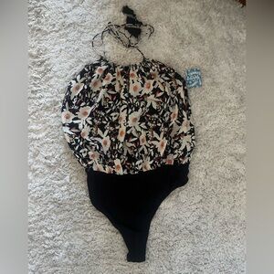 NWT Free People Intimately Women’s Floral Body Suit Style Halter Top Sz M